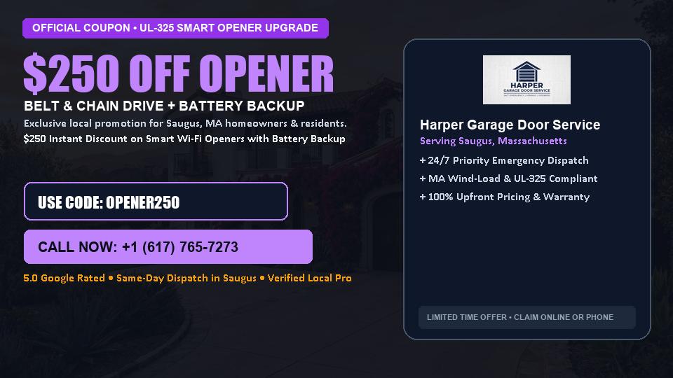 $250 OFF Smart Wi-Fi Garage Door Opener Installation in Saugus, MA - Harper Garage Door Service