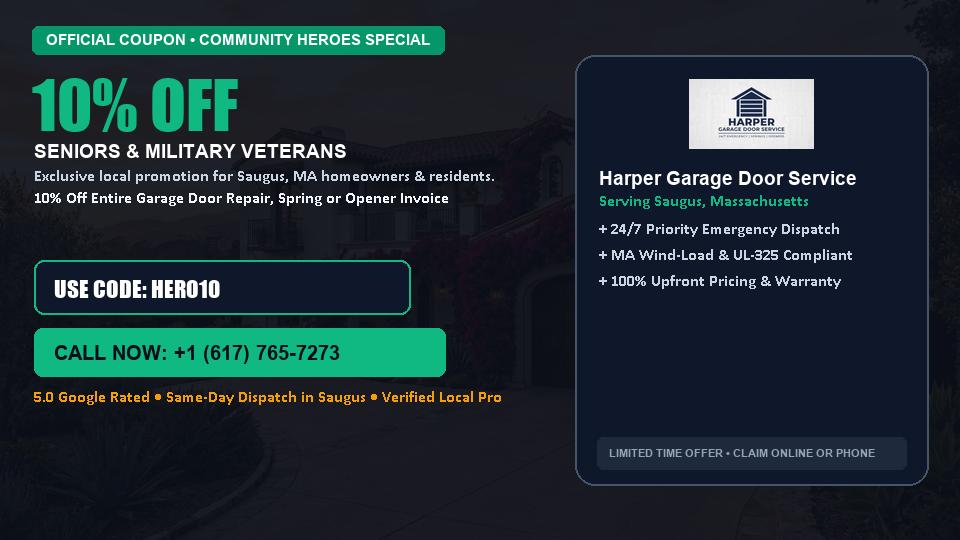 10% OFF Senior, Military & First Responder Discount in Saugus, MA - Harper Garage Door Service